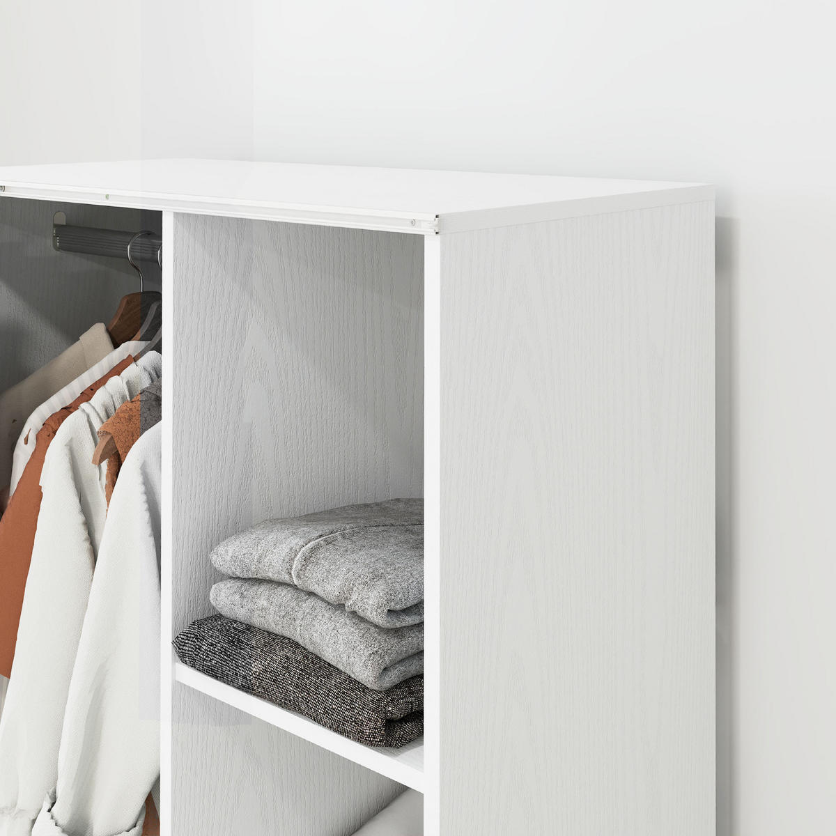 KLEIDERSTÄNDER DE-17184 Weiß - Weiß, Holzwerkstoff (80/128/40cm) - ComfortXL