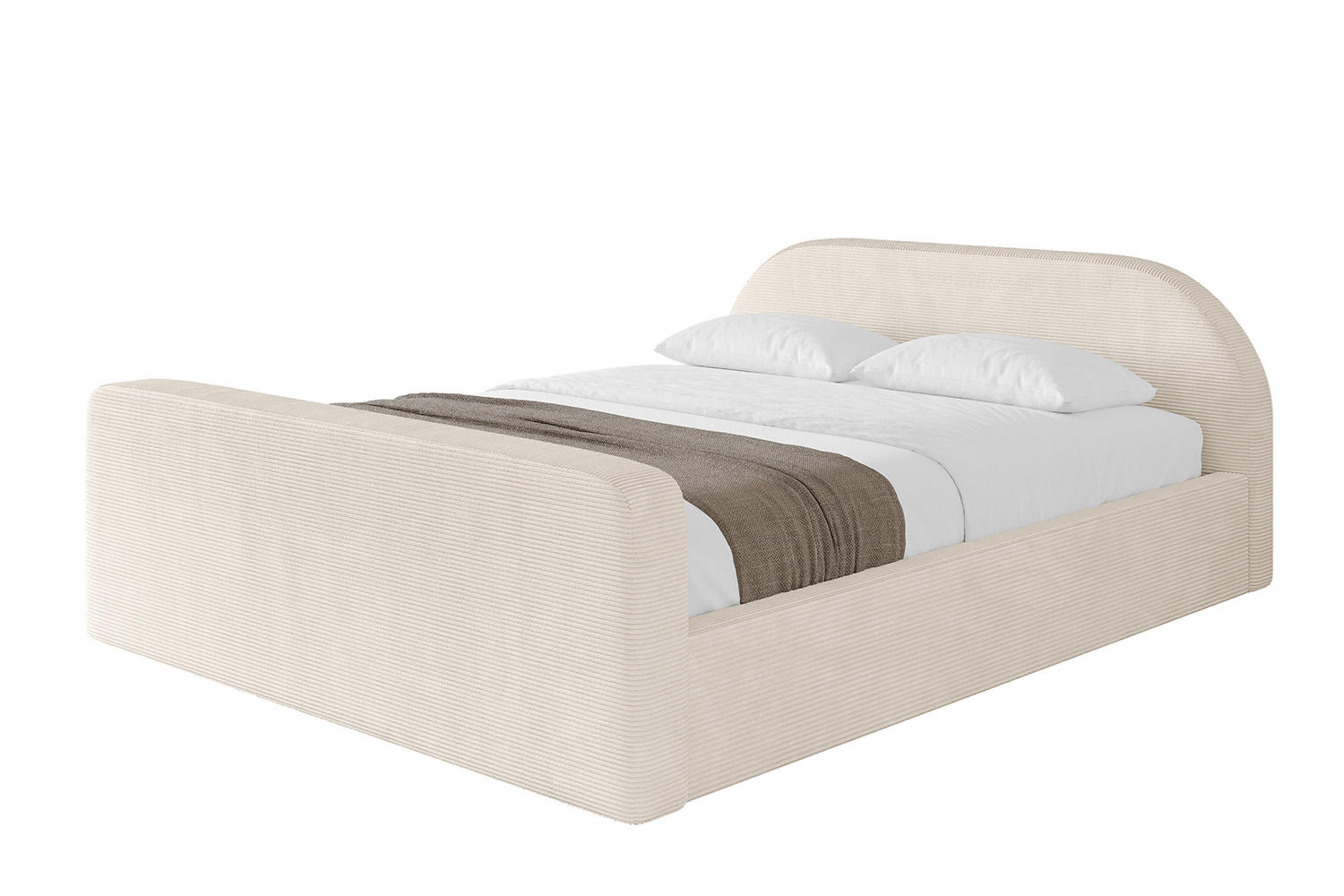 POLSTERBETT mit Bettkasten, Fußteil und Lattenrost, Boxbett ohne Matratze - TIVON-Z-V1 120x200 Beige - Creme, Holzwerkstoff/Textil (120/200cm) - ALTDECOR