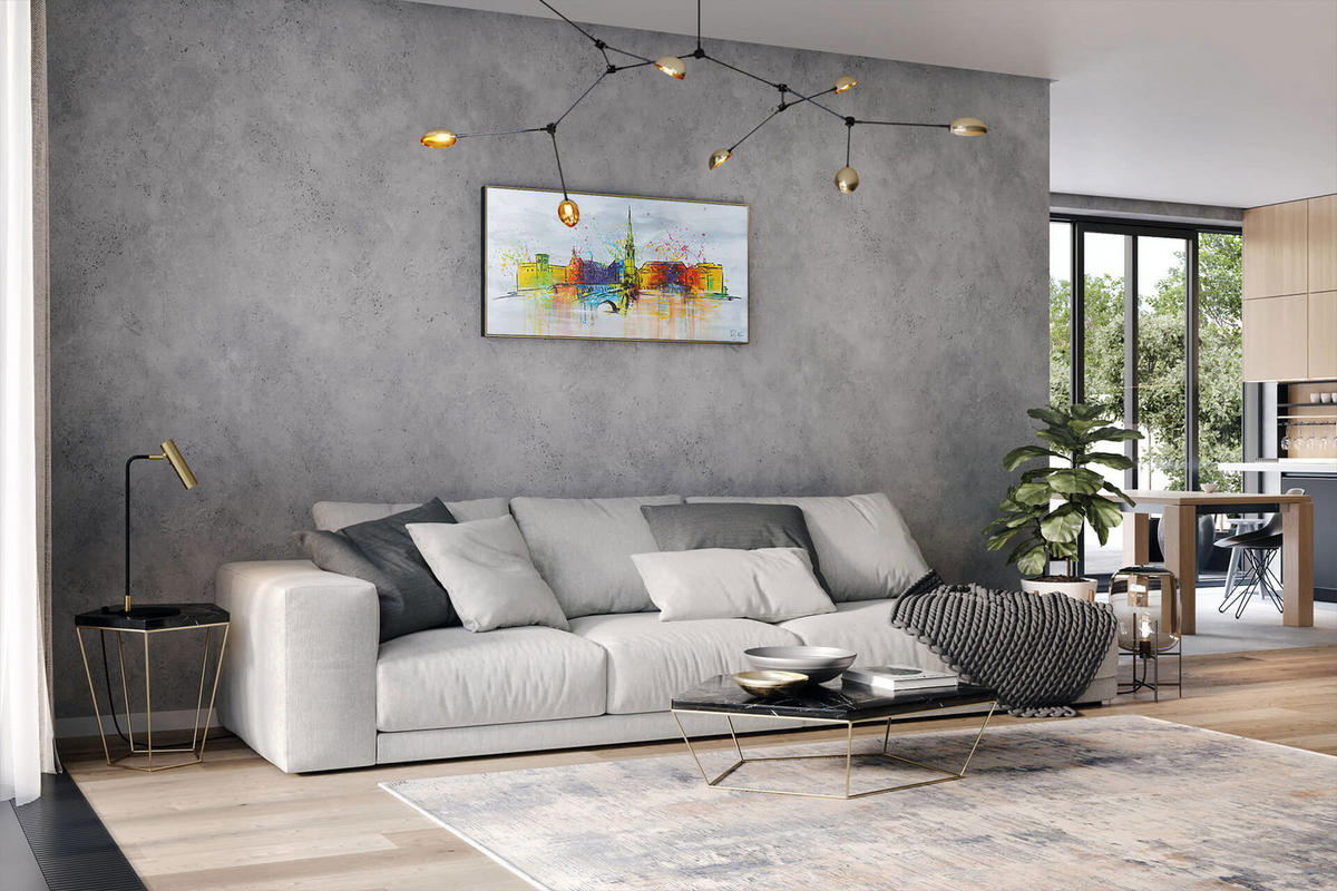 ACRYLBILD HANDGEMALT 120/60 cm - Multicolor/Grau, Holz/Textil (1.7/60cm) - KUNSTLOFT