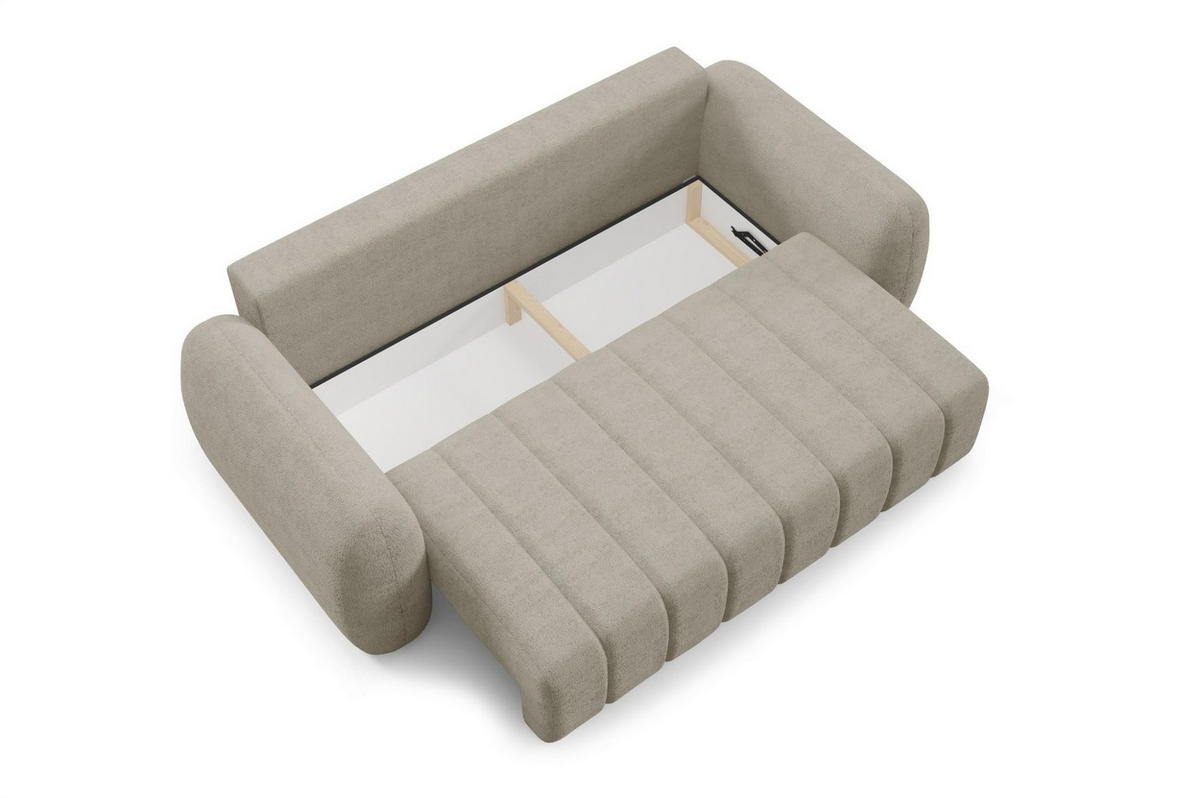 SCHLAFSOFA Caria - Beige, Holzwerkstoff/Textil (266/95/110cm) - Fun Möbel