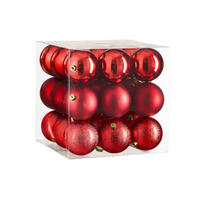 LAALU CHRISTBAUMKUGEL-SET 27 Ornamenten: rote runde Mix-Ornamente 8 cm - Rot, Kunststoff (35/35/35cm) - LAALU