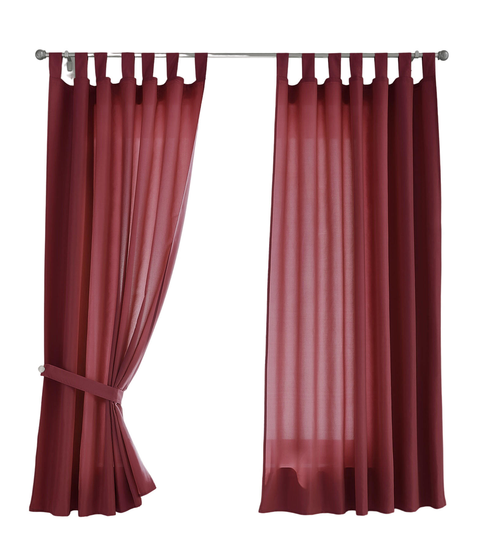 VORHANG 2ER SET POTSDAM HxB 175x140 cm Bordeaux - Bordeaux, Textil (140/175cm) - Gardinenbox
