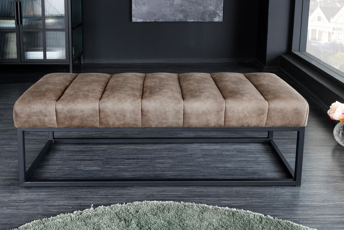 SITZBANK PETIT BEAUTÉ Microfaser Taupe 110 cm - Taupe/Schwarz, Textil/Metall (108/40/40cm) - riess-ambiente