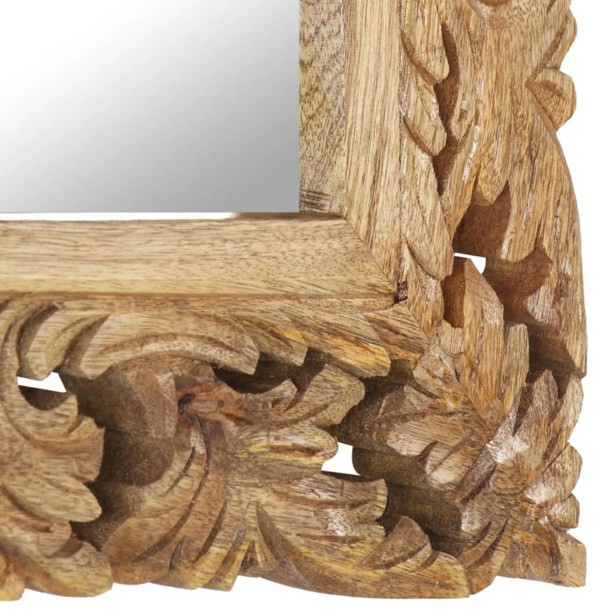 SPIEGEL Handgeschnitzt Braun 50x50 cm Massivholz Mango - Braun, Holz (50/2.5/50cm) - furnicato