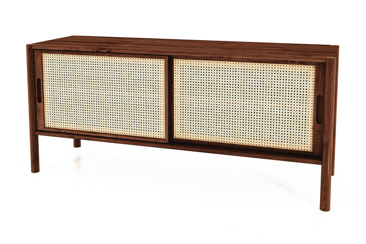 TV-SCHRANK INA Wildeiche - Dunkelbraun, Holz (142/64/46cm) - byoak