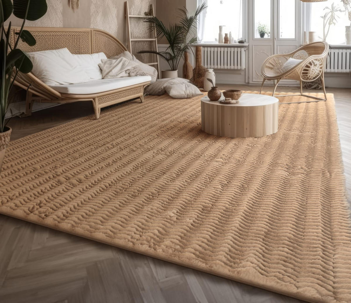 HOCHFLORTEPPICH Rauten Beige 120 x 160 cm - Beige, Kunststoff (120/160cm) - TT Home