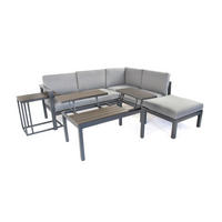 LOUNGE-SET Braga Grau 5-Sitzer mit höhenverstellbarem Tisch - Grau, Kunststoff - bellavista - Home & Garden