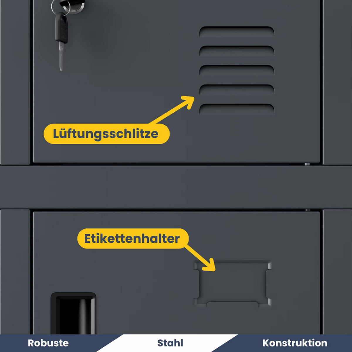 SCHLIESSFACHSCHRANK Spind ROBERT 8 Fächer 172x55,9x45cm Anthrazit - Anthrazit, Metall (55.9/172/45cm) - Jan Nowak