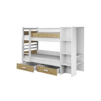 ETAGENBETT AGNES 90/200 Weiß/Eiche Artisan links - Eichefarben/Weiß, Holzwerkstoff/Textil (90/200cm) - Deine Möbel 24