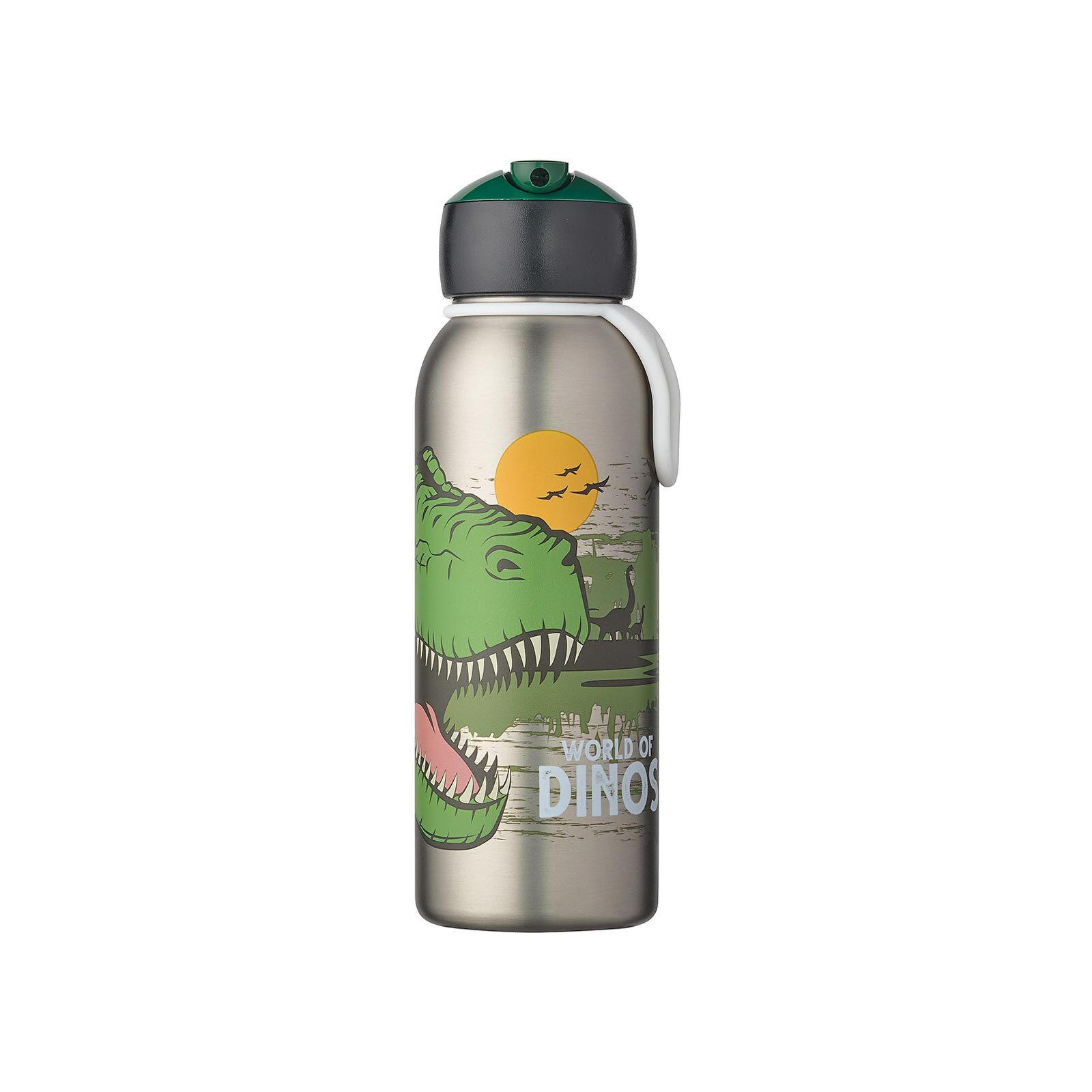 THERMOFLASCHE FLIP-UP Campus Dino 350 ml - Dunkelgrün, Metall (0.35L) - Mepal