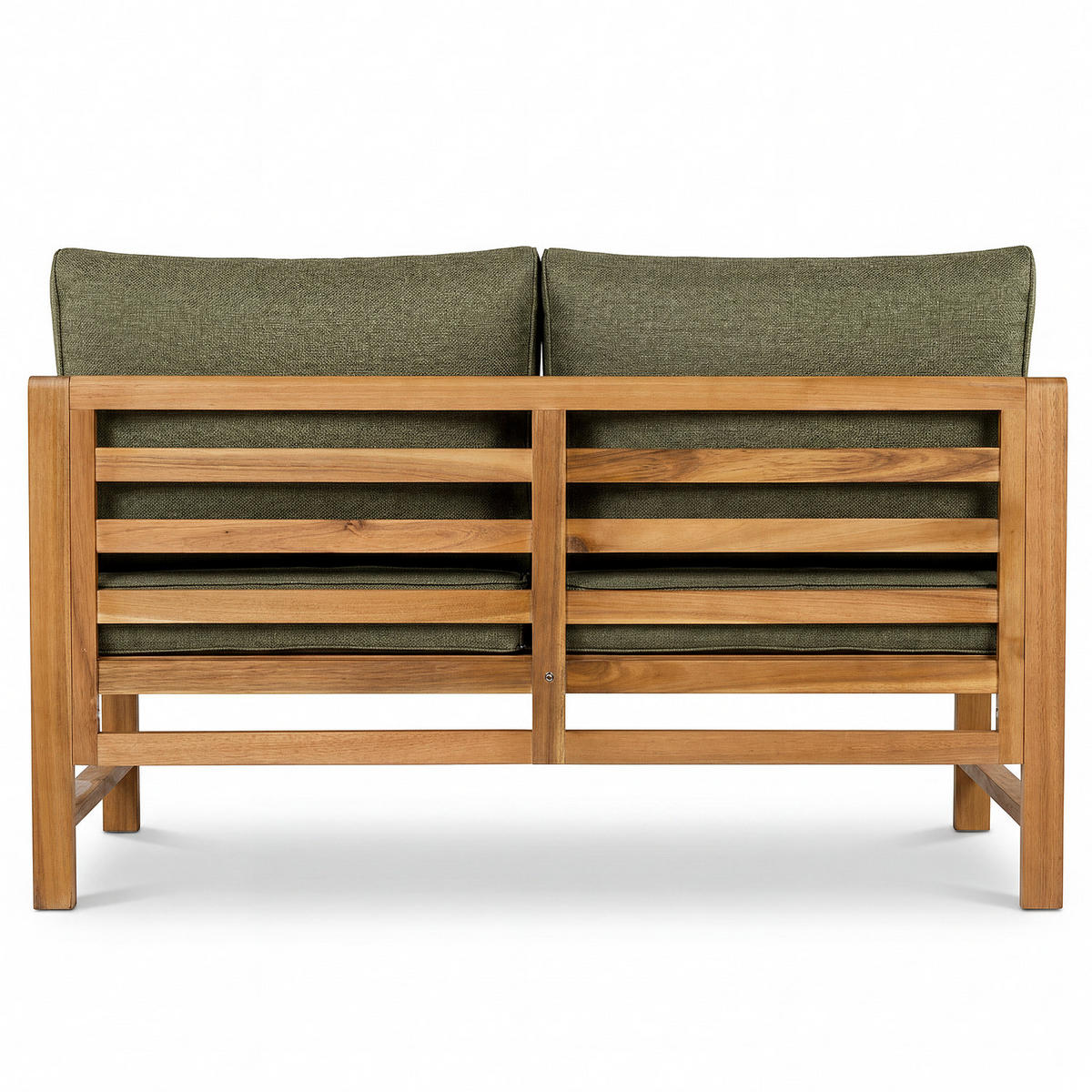 LOUNGESET - 3-teilig - Akazie massiv / Polyester - Olivgrün, Holz/Textil - home24