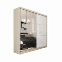 SCHWEBETÜRENSCHRANK Vena 200 cm mit Spiegel 2-türig, kaschmir, lacobel weiß - Kaschmir/Weiß, Holz/Kunststoff (200/216/61cm) - Margaret Hadas24