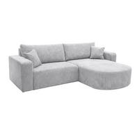 ECKSOFA Mit Schlaffunktion, Cordstoff Poso, Hellgrau, Rechts, ROUND ONE - Hellgrau, Holz (244/175cm) - Kaiser Möbel