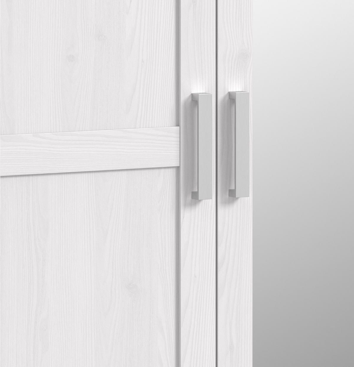 KLEIDERSCHRANK weiß Lärche, Eiche Artisan Landhaus, Drehtürenschrank 4-türig mit Spiegel - Eichefarben/Silberfarben, Glas/Holzwerkstoff (188/200/61cm) - Inn.Furn