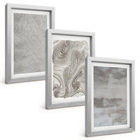 BILDER SET 3er Set - 20x30 cm Silberner Rahmen - Industrielle abstrakte Muster - Silberfarben, Kunststoff (20/30cm) - TULUP