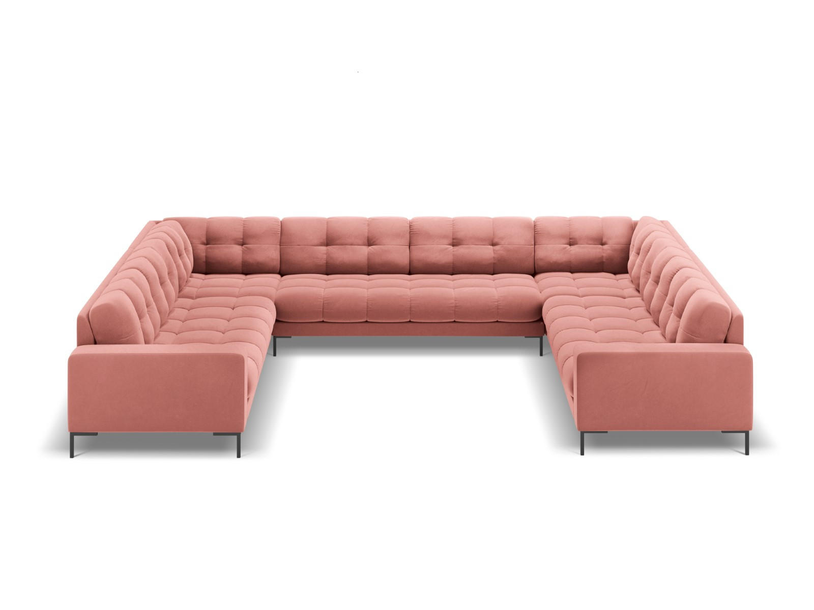 PANORAMASOFA Mamaia aus Samt rosa 9 Sitzplätze - Pink, Textil (256/75/337cm) - Micadoni