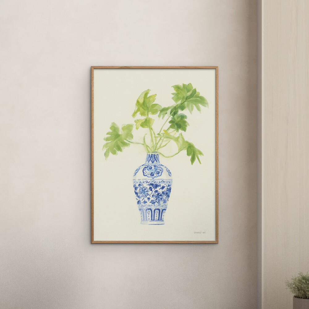 POSTER mit Rahmen Wild Apple - Palm Chinoiserie III - Eichefarben/Grün, Holz/Papier (70/100cm) - Poster&Frame