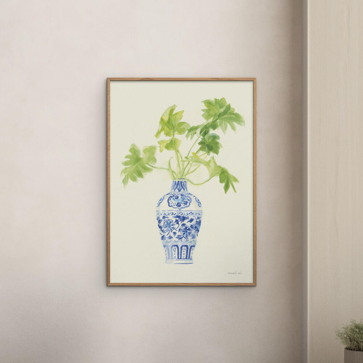POSTER mit Rahmen Wild Apple - Palm Chinoiserie III - Eichefarben/Grün, Holz/Papier (70/100cm) - Poster&Frame