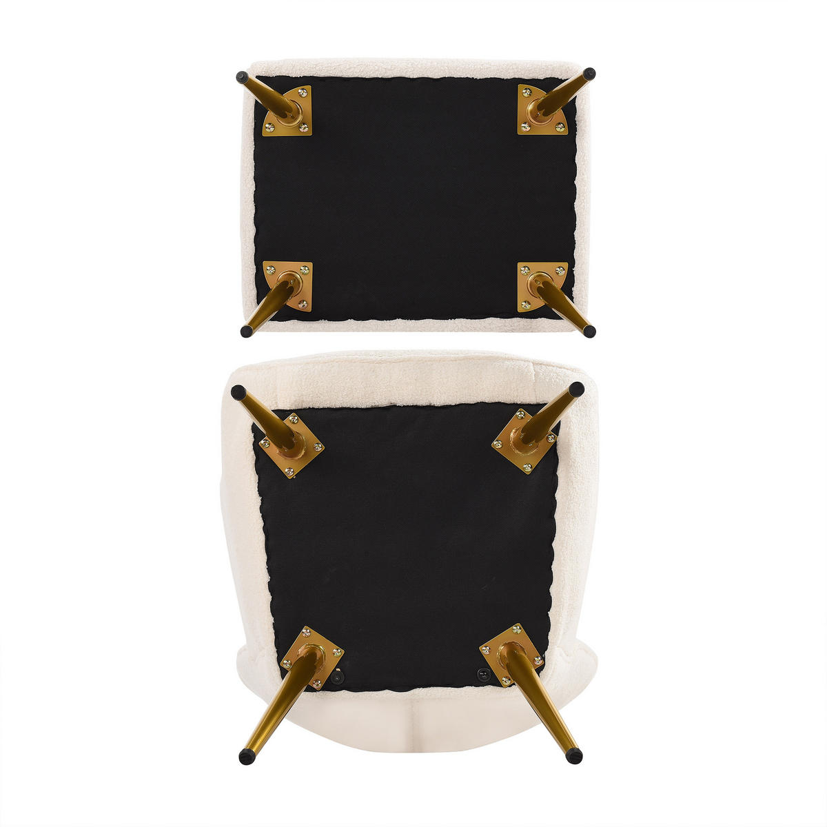 OHRSESSEL MIT HOCKER, Teddyplüsch, Relaxsessel mit Armlehnen, Weiß - Weiß, Holz (68/99/47cm)