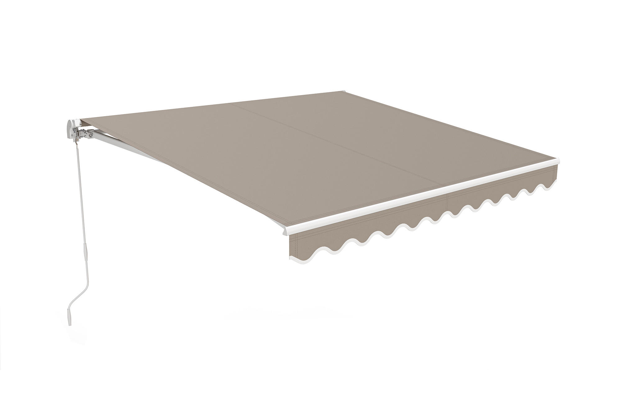 MONOBLOCK-MARKISE VECCHIO Weißes Gestell - leinwand Taupe 3x2,5m - Premium-Leinwand 320g/m² - Taupe, Metall (304/218/250cm) - Cazeboo
