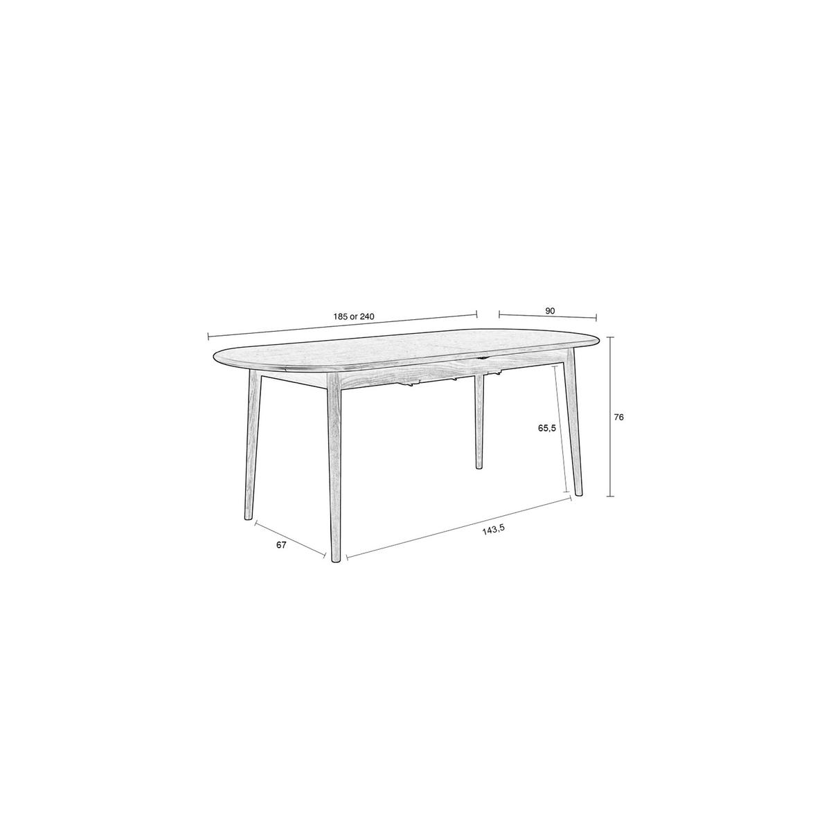 ESSTISCH Twist Ausziehbarer 185/240x90 cm Walnuss - Braun, Holzwerkstoff (240/90/76cm) - Zuiver
