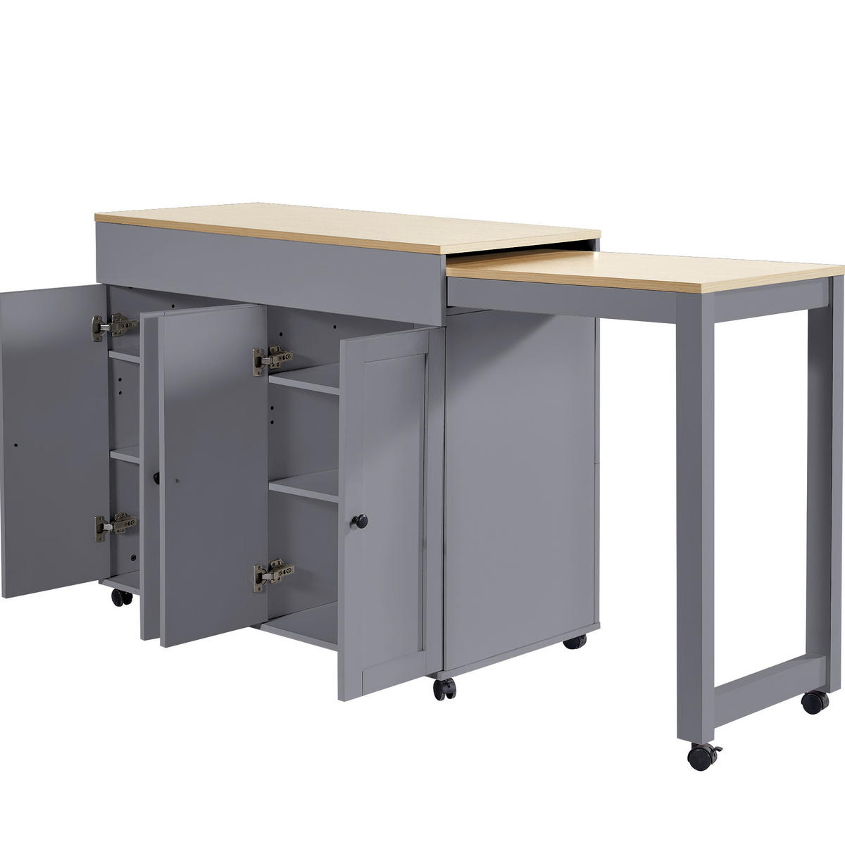 BARTISCH ausziehbar 117-180 x 50 x 94,6 cm Grau - Grau, Holz (50/94.5/180cm) - Beauniv