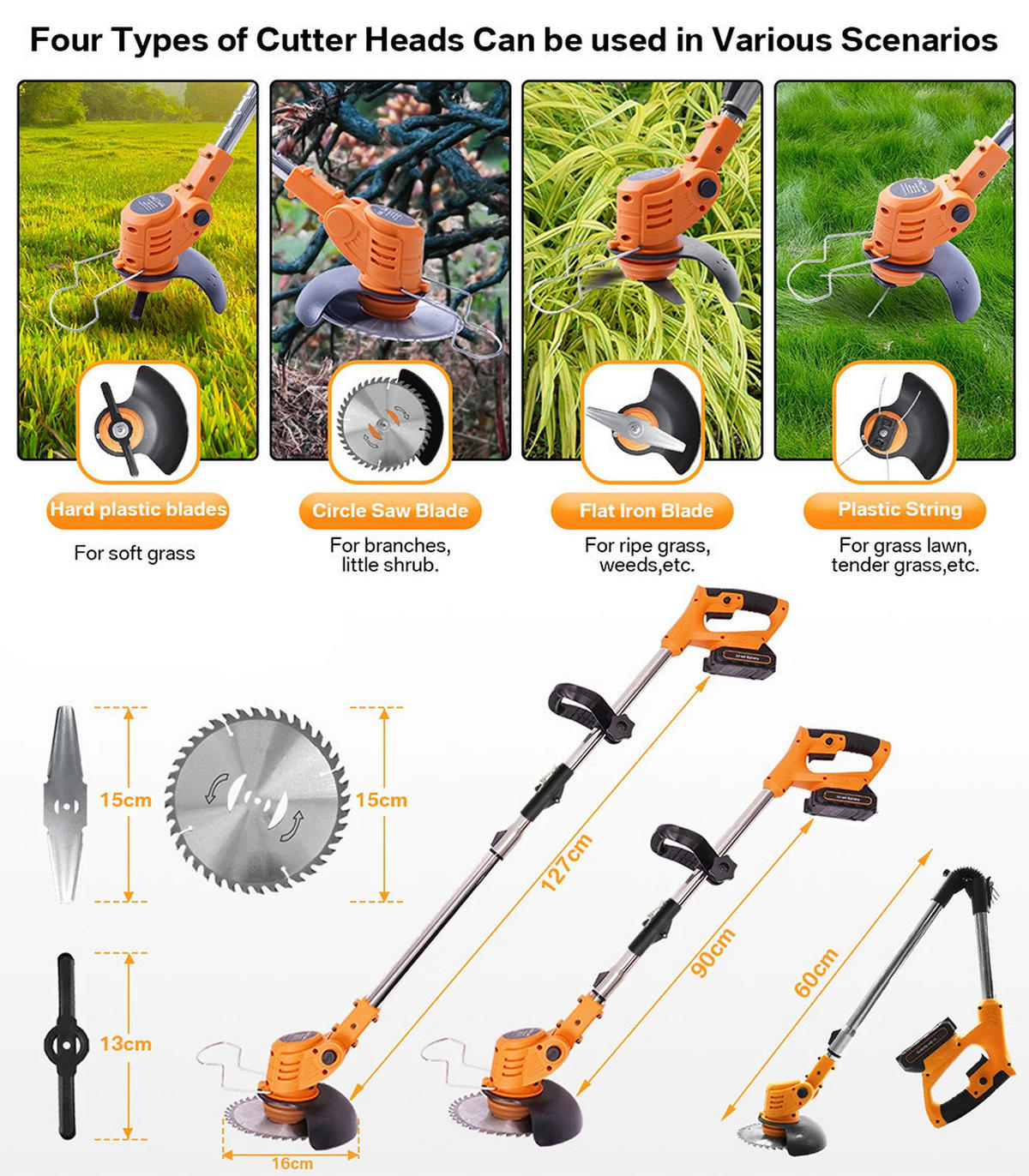 RASENTRIMMER 21V Akku - Orange, Metall (15/127cm) - CLTYQ