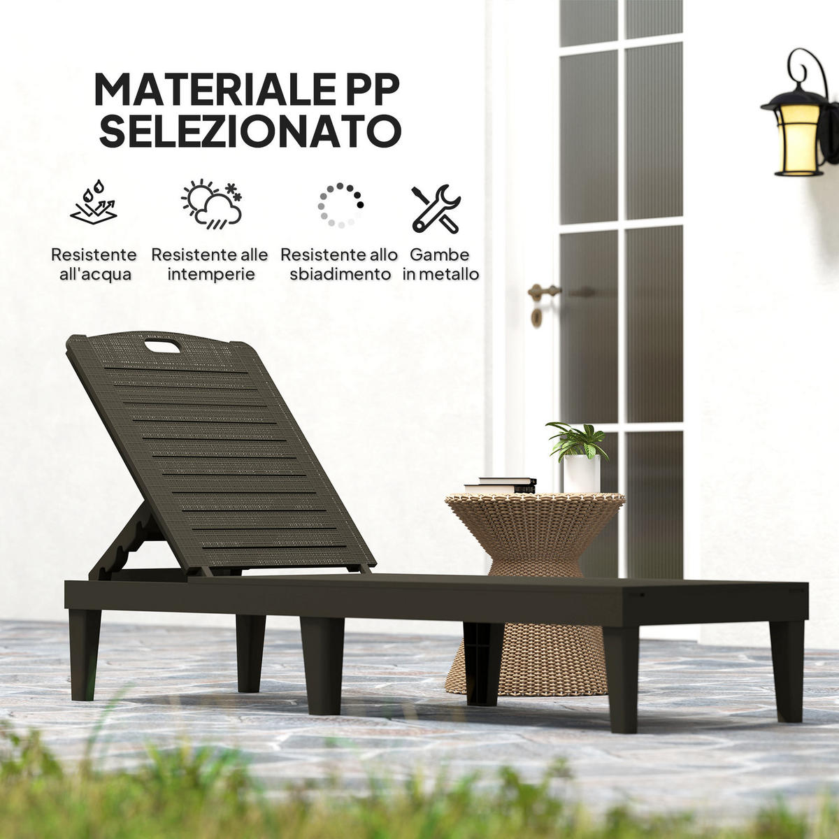 SONNENLIEGE 2er-Set Sonnenliegen mit 4-fach verstellbarer Rückenlehne Rattanoptik Lattenrost,187*56*28 cm,Schwarz - Schwarz, Kunststoff (56/28/187cm) - Vallsero