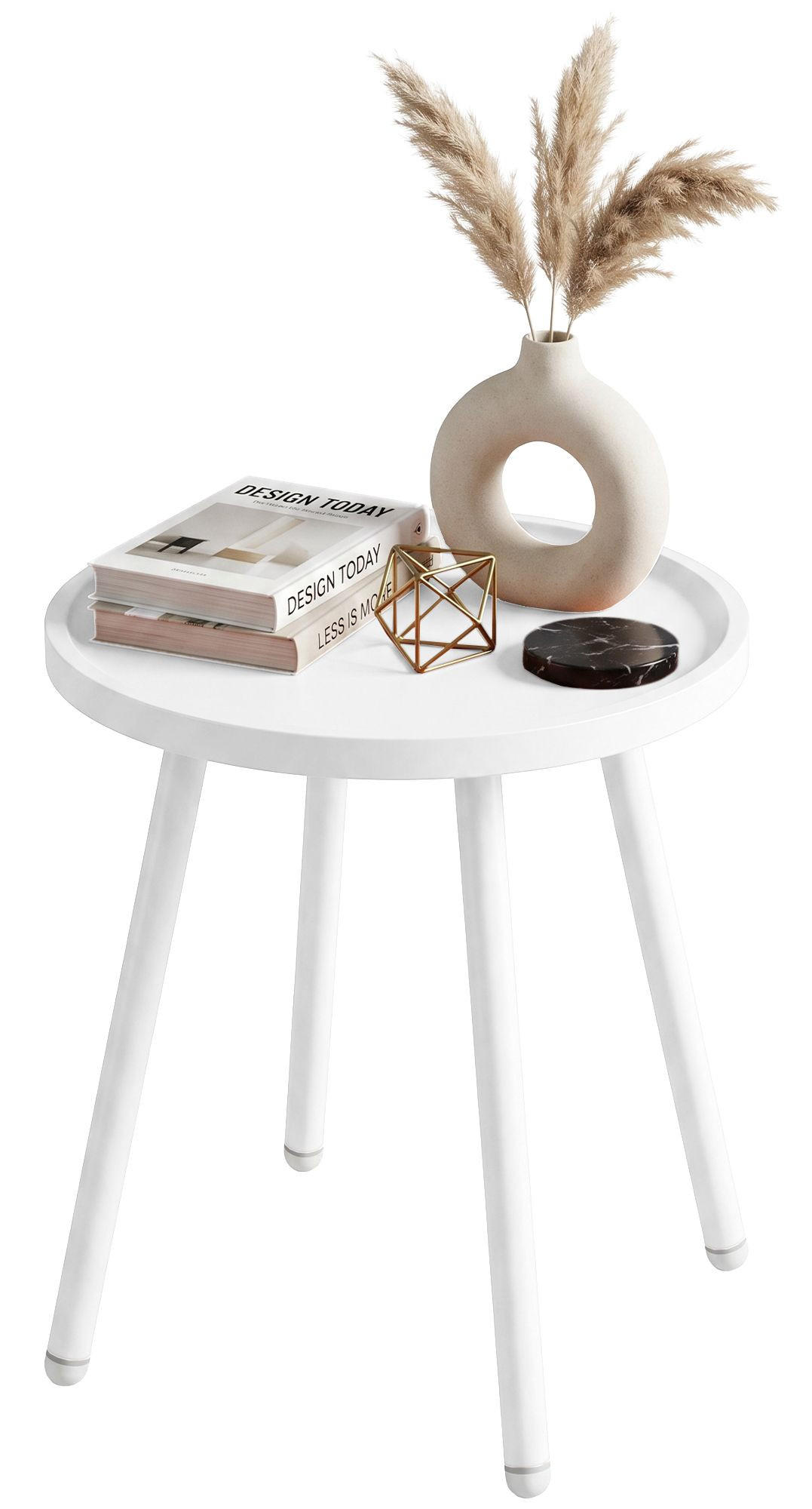 BEISTELLTISCH rund 40 cm Kunststoff Weiß - Weiß, Kunststoff/Metall (40/40/45cm) - CLP