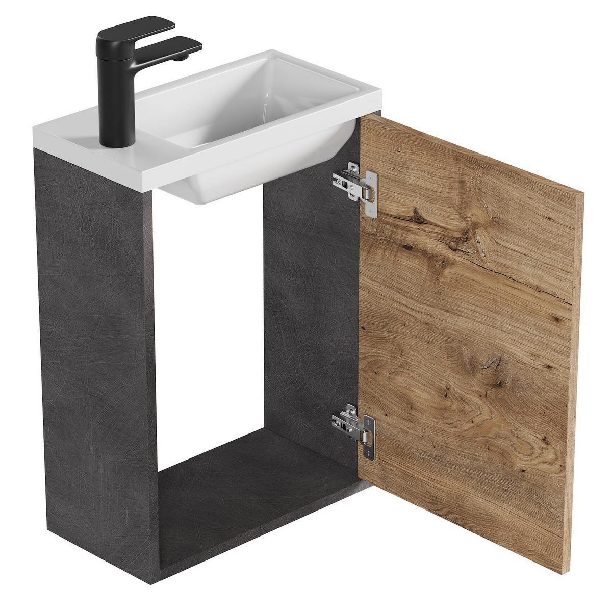 GÄSTE-WC-MÖBELSET Florence 2 Teile Kastanien Eiche / Grau - 40 x 22 x 50 cm - Eichefarben/Grau, Holz (40/50/22cm) - Badplaats