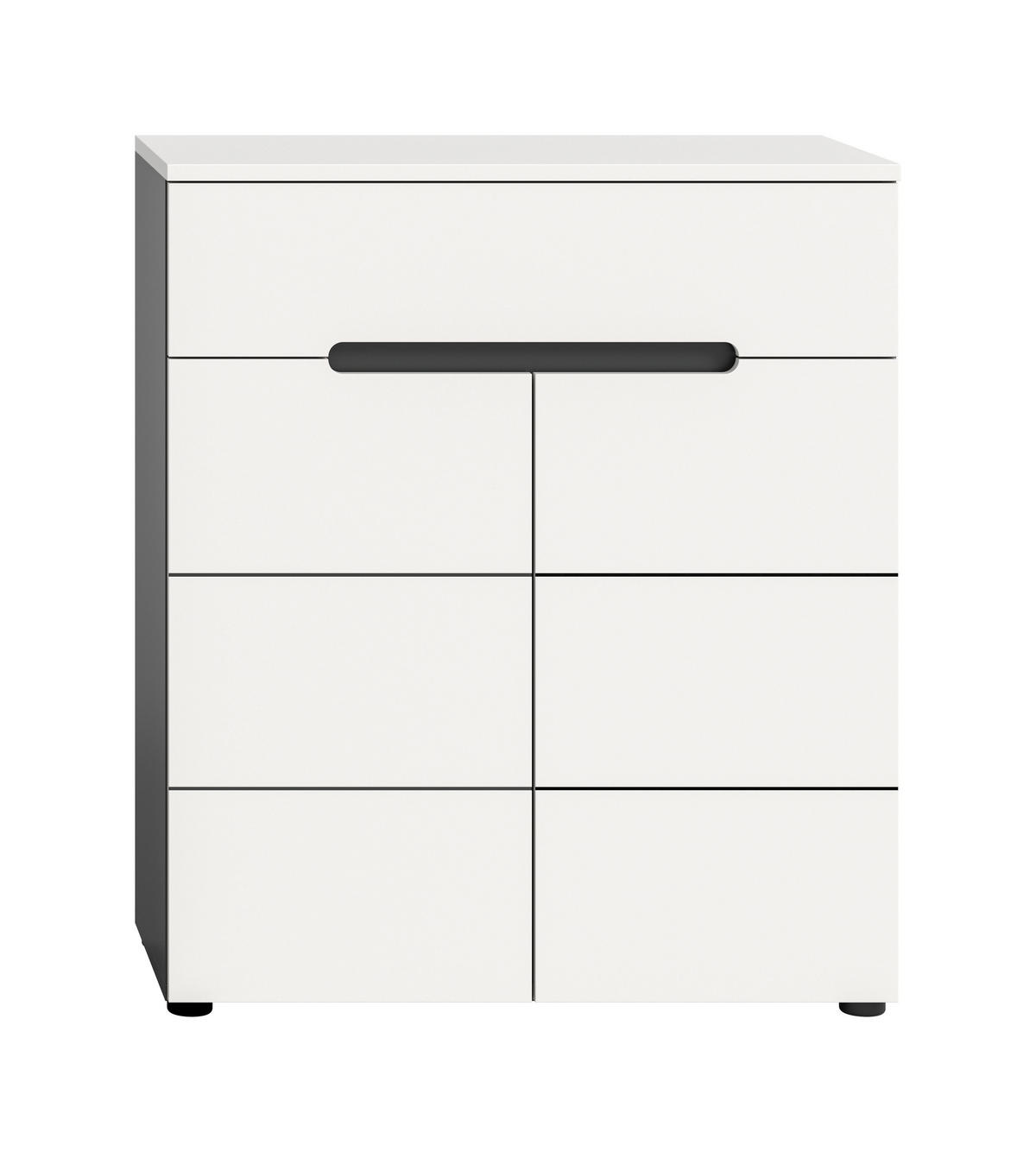 SCHUHKOMMODE CANU (B/H/T: ca. 80/94/37 cm) in Basalt grau/weiß - Grau, Holzwerkstoff (80/94/37cm)