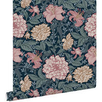 TAPETE Blumenmuster 53 cm x 10.05 m - Blau, Papier (53/1000cm) - ESTAhome