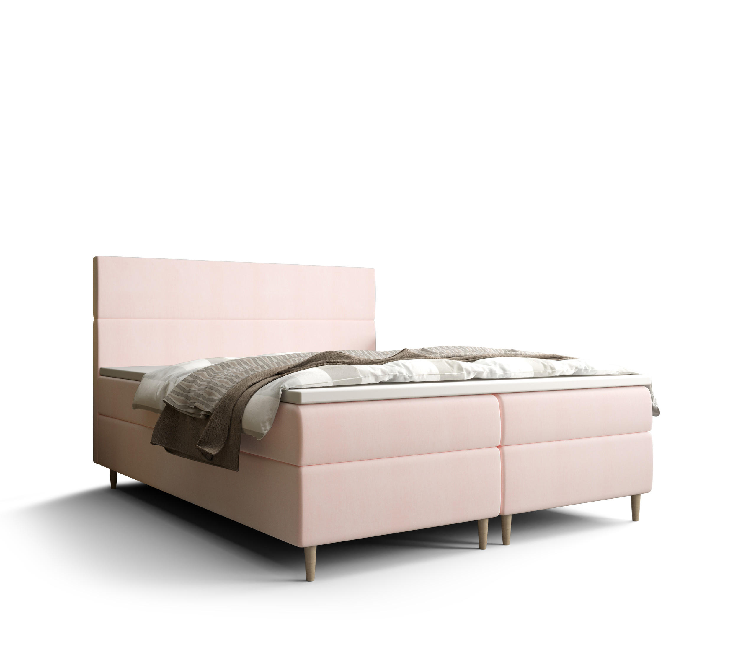 BOXBETT FLO mit Matratze H3, Bonell und Topper 180x200 Itaka 58 - Pink, Holz/Textil (180/200cm) - Bedante