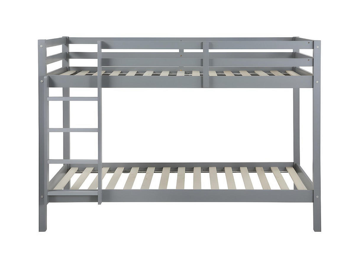 ETAGENBETT mit Matratzen - 2x 90 x 190 cm - Kiefer massiv - Grau - ANICET II - Grau, Holz (97/198cm) - Vente-Unique