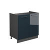SPÜLENUNTERSCHRANK Fame-Line Dunkelblau Hochglanz 80 cm ohne AP - Anthrazit/Dunkelblau, Holzwerkstoff (80/82/51.6cm) - Vicco