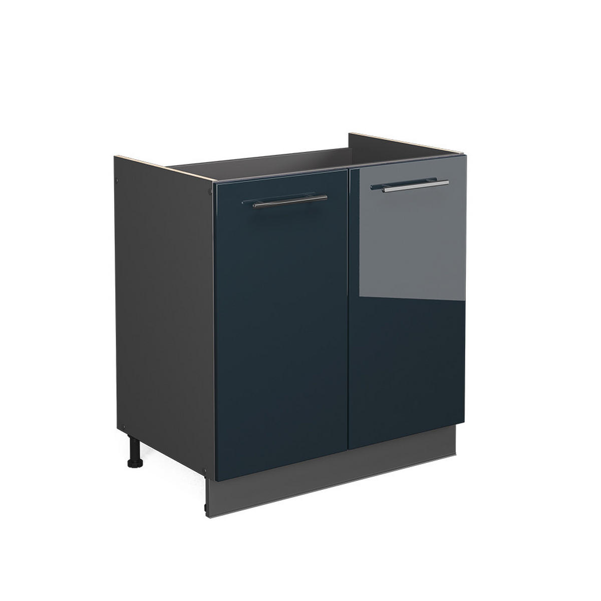 SPÜLENUNTERSCHRANK Fame-Line Dunkelblau Hochglanz 80 cm ohne AP - Anthrazit/Dunkelblau, Holzwerkstoff (80/82/51.6cm) - Vicco