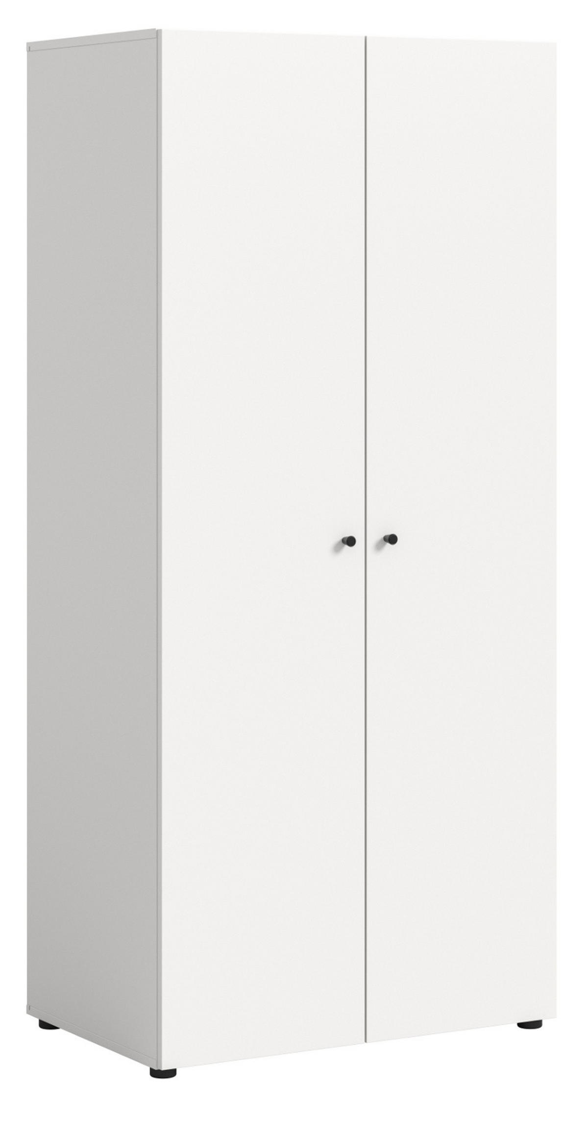 KLEIDERSCHRANK weiß 2-türig 80 cm, Drehtürenschrank mit zusätzlichen Einlegeböden - Schwarz/Weiß, Holzwerkstoff/Kunststoff (80/176/51cm) - Inn.Furn