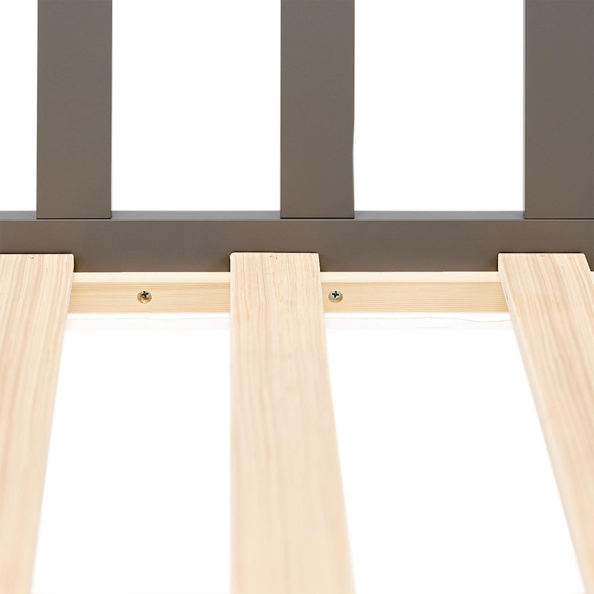 BODENBETT Grau 90x200 cm mit Lattenrost Kind - Grau, Holz (90/200cm) - Homestyle4u