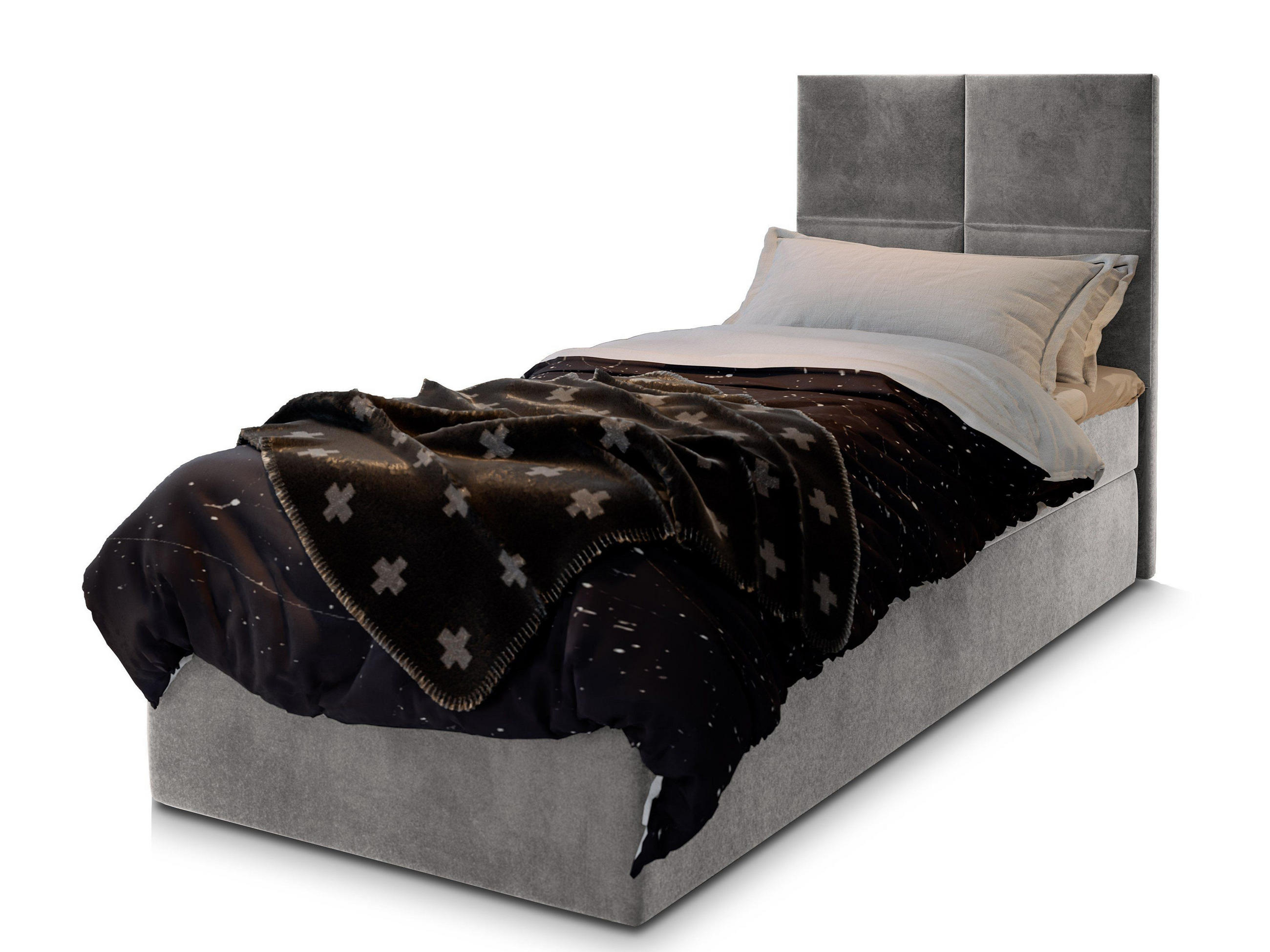 POSTEL BOXSPRING LENA 80x200 cm, s matrací a úložným prostorem, světle šedá - světle šedá, kompozitní dřevo/textil (80/200cm) - MASSENO