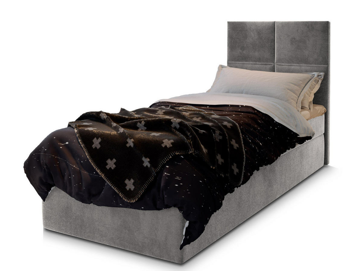 POSTEL BOXSPRING LENA 80x200 cm, s matrací a úložným prostorem, světle šedá - světle šedá, kompozitní dřevo/textil (80/200cm) - MASSENO