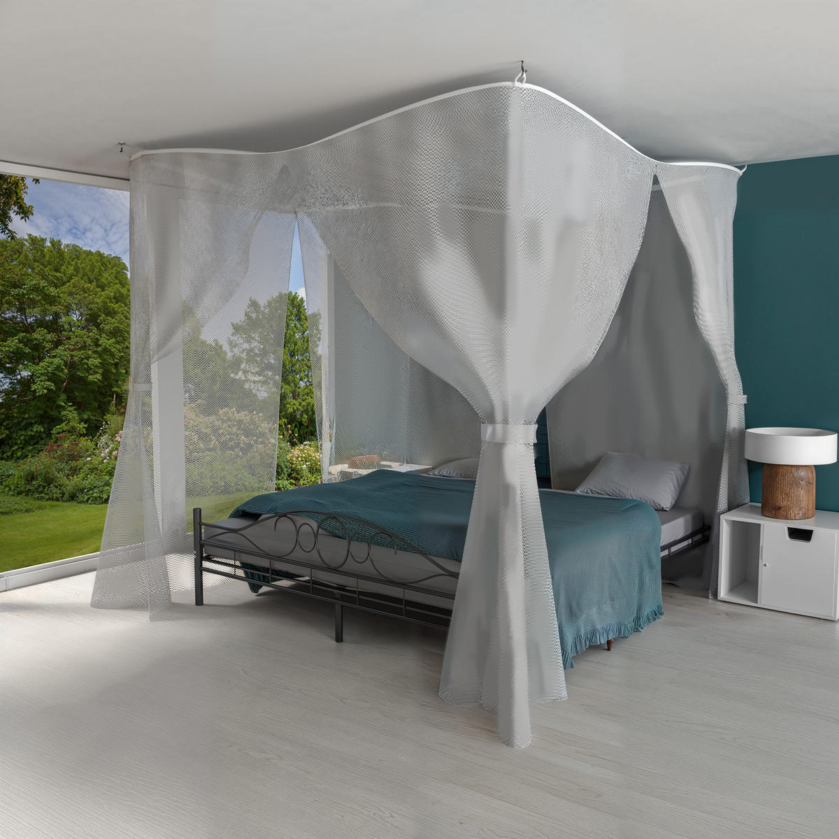 MOSKITONETZ ,220 x 200 x 210 cm,weiß - Weiß, Textil - tectake