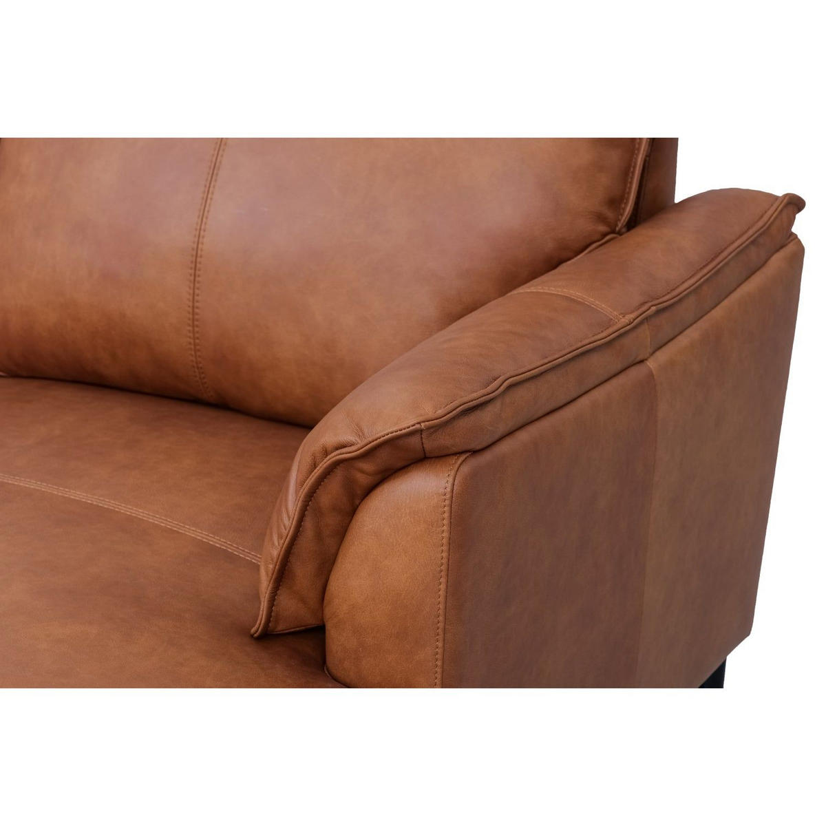 ECKSOFA Echtleder Cognac Braun - Schwarz/Braun, Leder/Metall (233/155cm) - Furnhouse