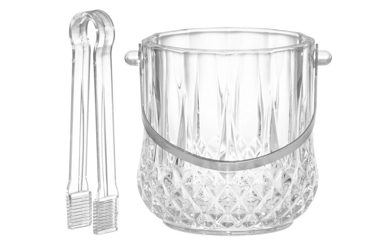 EISKÜBEL aus Glas mit Zange Ø 13,5 cm - Transparent, Glas (13.5/13.5cm)