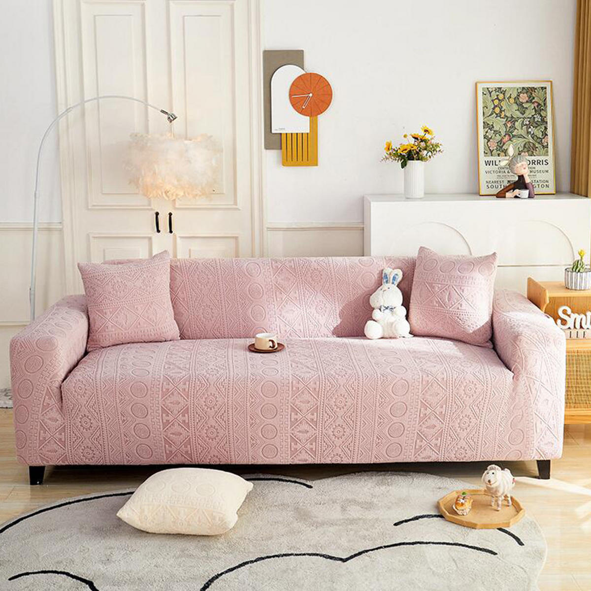 SOFABEZUG Rosa 4-Sitzer 235–300 cm - Pink, Textil (235/300cm) - Kaket