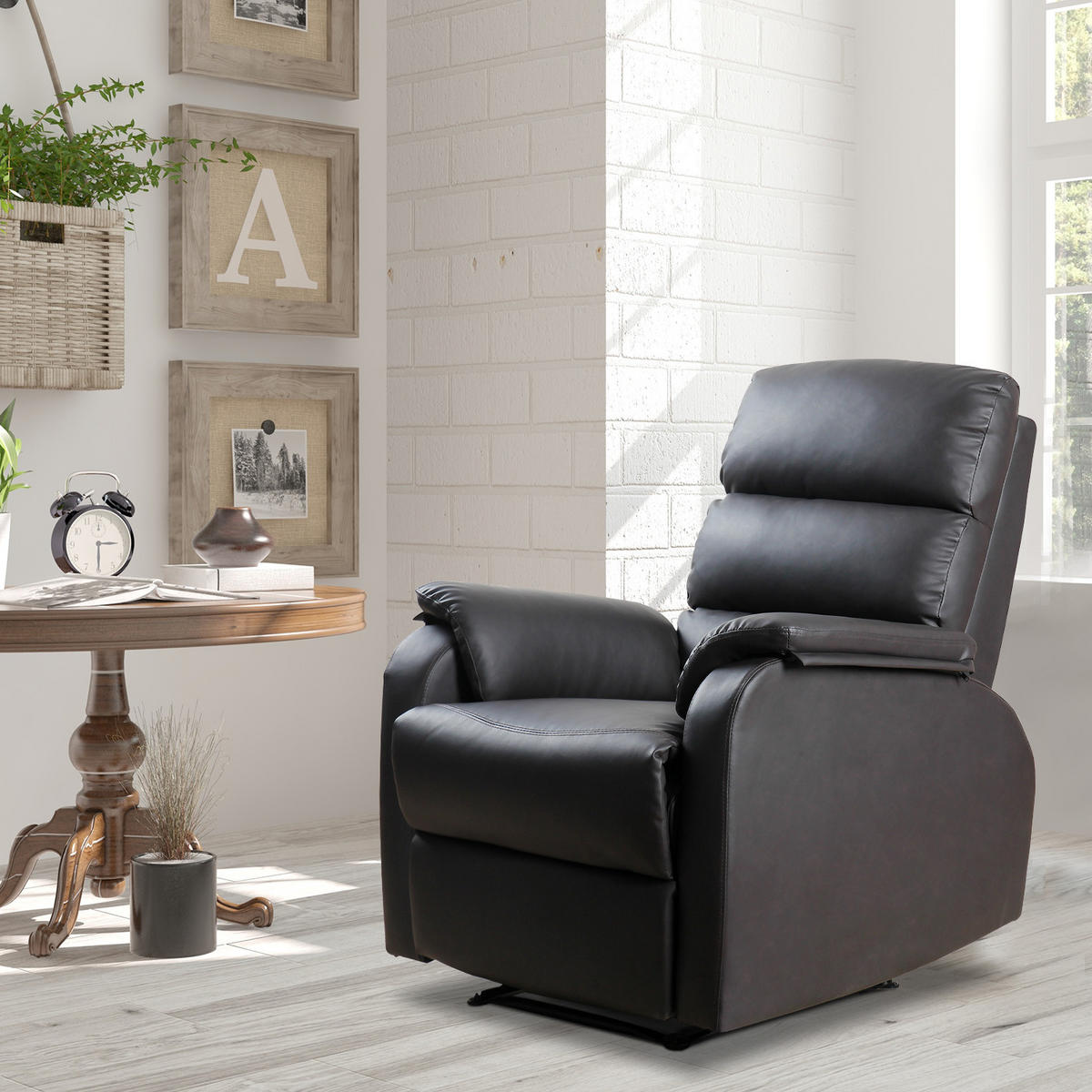 RELAXSESSEL, Stahl, MDF Kunstleder Braun - Braun, Metall (92/99/75cm) - HOMCOM