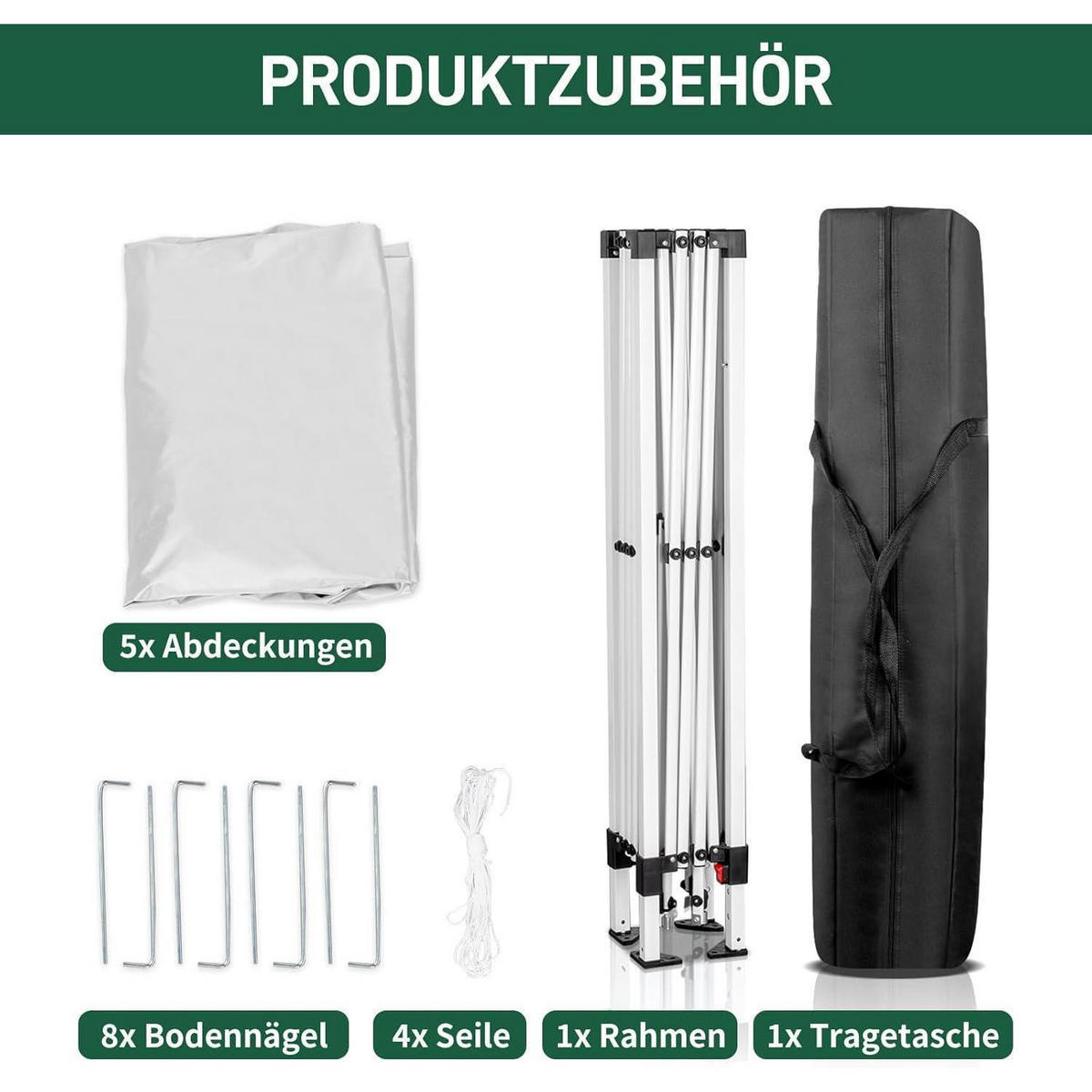 POP-UP Faltpavillon 3 x 3 m mit 4 Seitenteilen, weiß - Weiß, Textil (300/255/300cm)