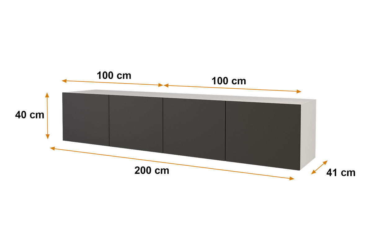 LOWBOARD ELIO-W 2x100x40x41 cm - Weiß / Schwarz - Weiß, Holzwerkstoff (200/40/41cm) - ALTDECOR