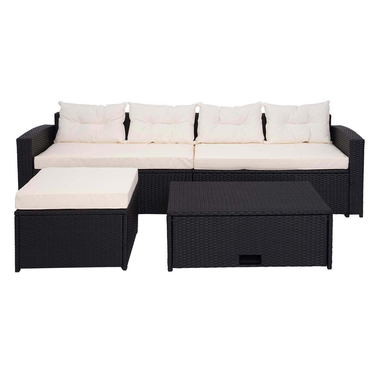 GARTEN-SET Schwarz Kissen Creme-Beige - Schwarz, Metall - PROREGAL