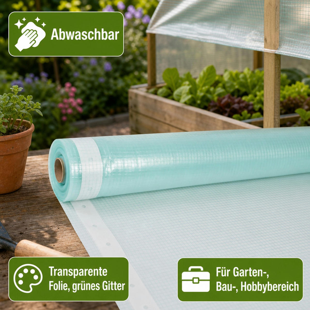 GITTERFOLIE m. Nagelrand 2 Breite x 1 Meter - Türkis, Kunststoff (200/1cm) - BONI-SHOP