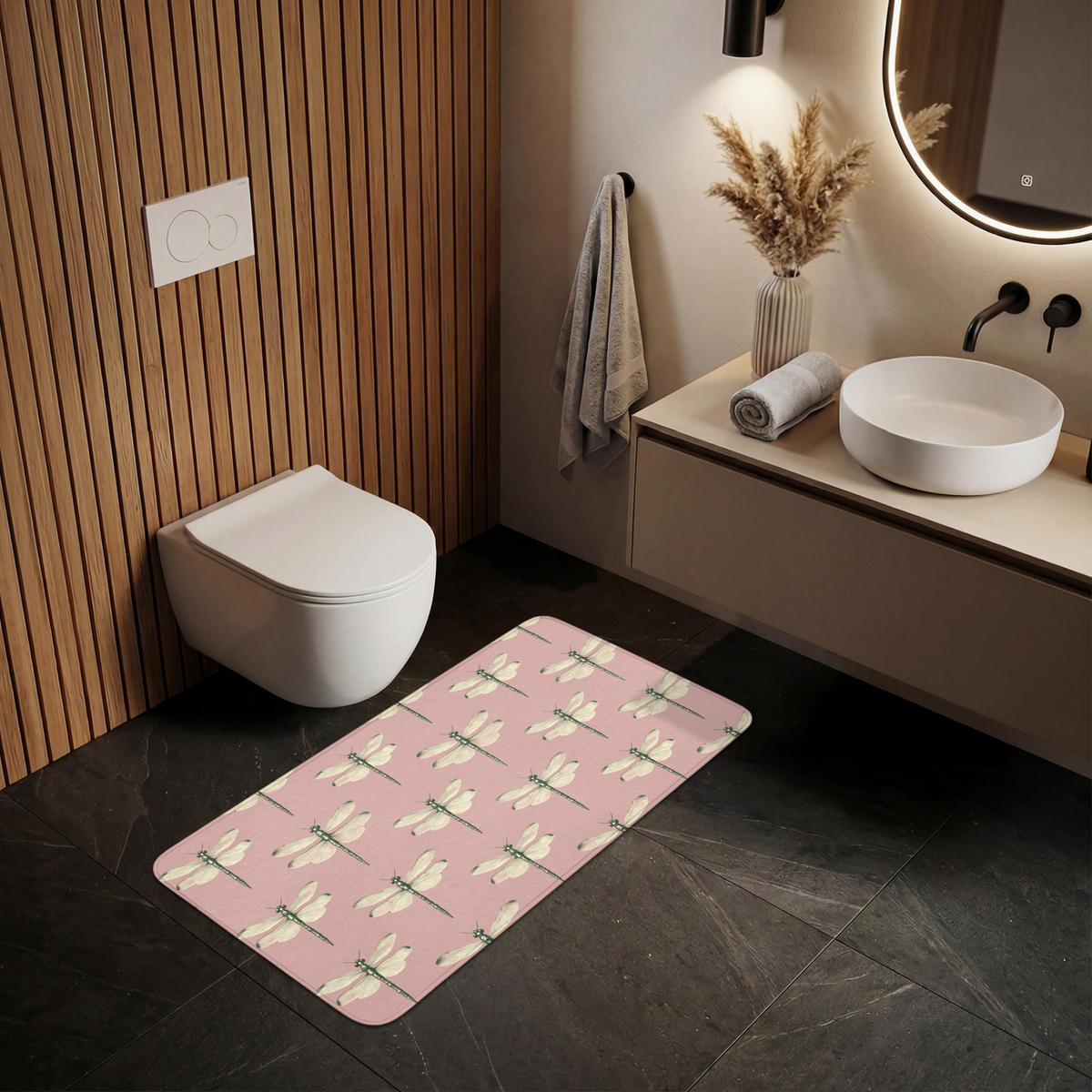 WC-VORLEGER Lillibells - Muster - Rosa WC Teppich 120x60 cm - Rosa, Kunststoff/Textil (120/1cm) - OnlyWow